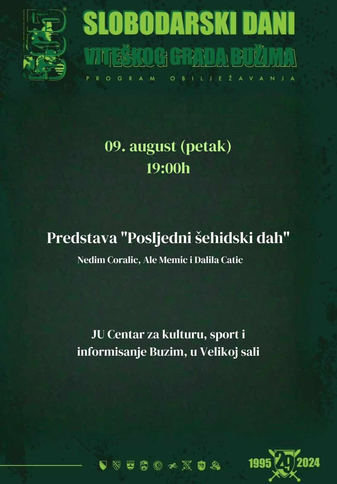 NAJAVA: PREDSTAVA «POSLJEDNJI ŠEHIDSKI DAH»