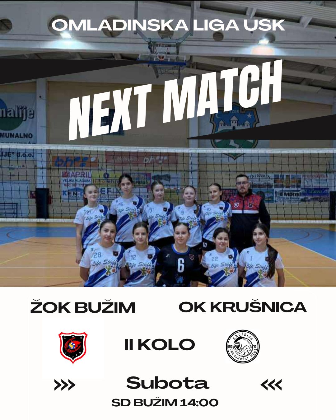 NAJAVA UTAKMICE: ŽOK BUŽIM VS ŽOK KRUŠNICA