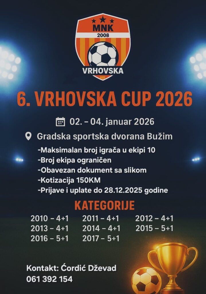 ZAVRŠEN TURNIR «VRHOVSKA CUP 2026» ZAVRŠEN TURNIR «VRHOVSKA CUP 2026»