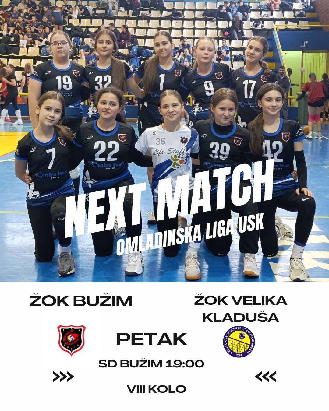 NAJAVA UTAKMICE: ŽOK BUŽIM VS ŽOK VELIKA KLADUŠA