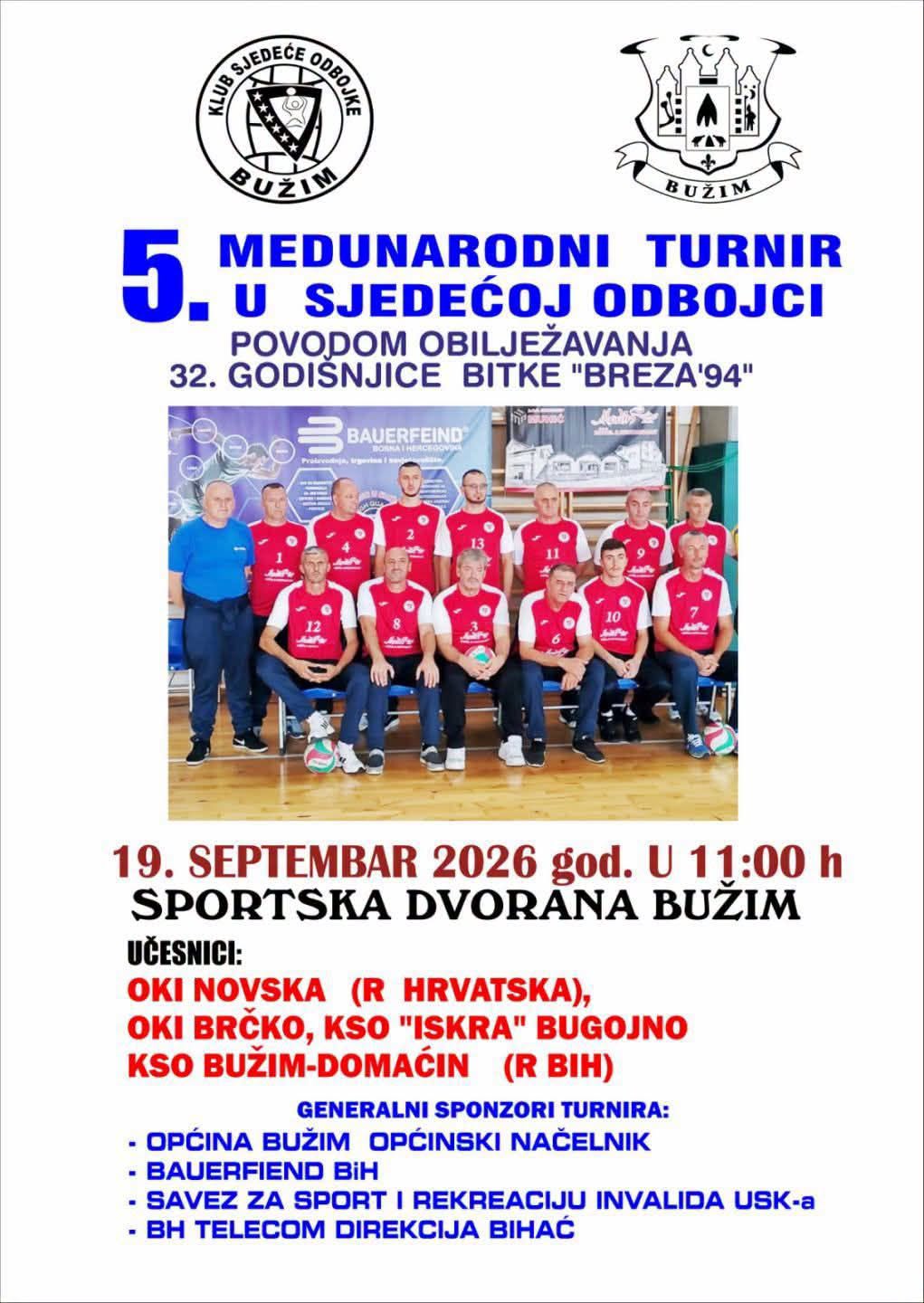 NAJAVA: 5. MEĐUNARODNI TURNIR U SJEDEĆOJ ODBOJCI