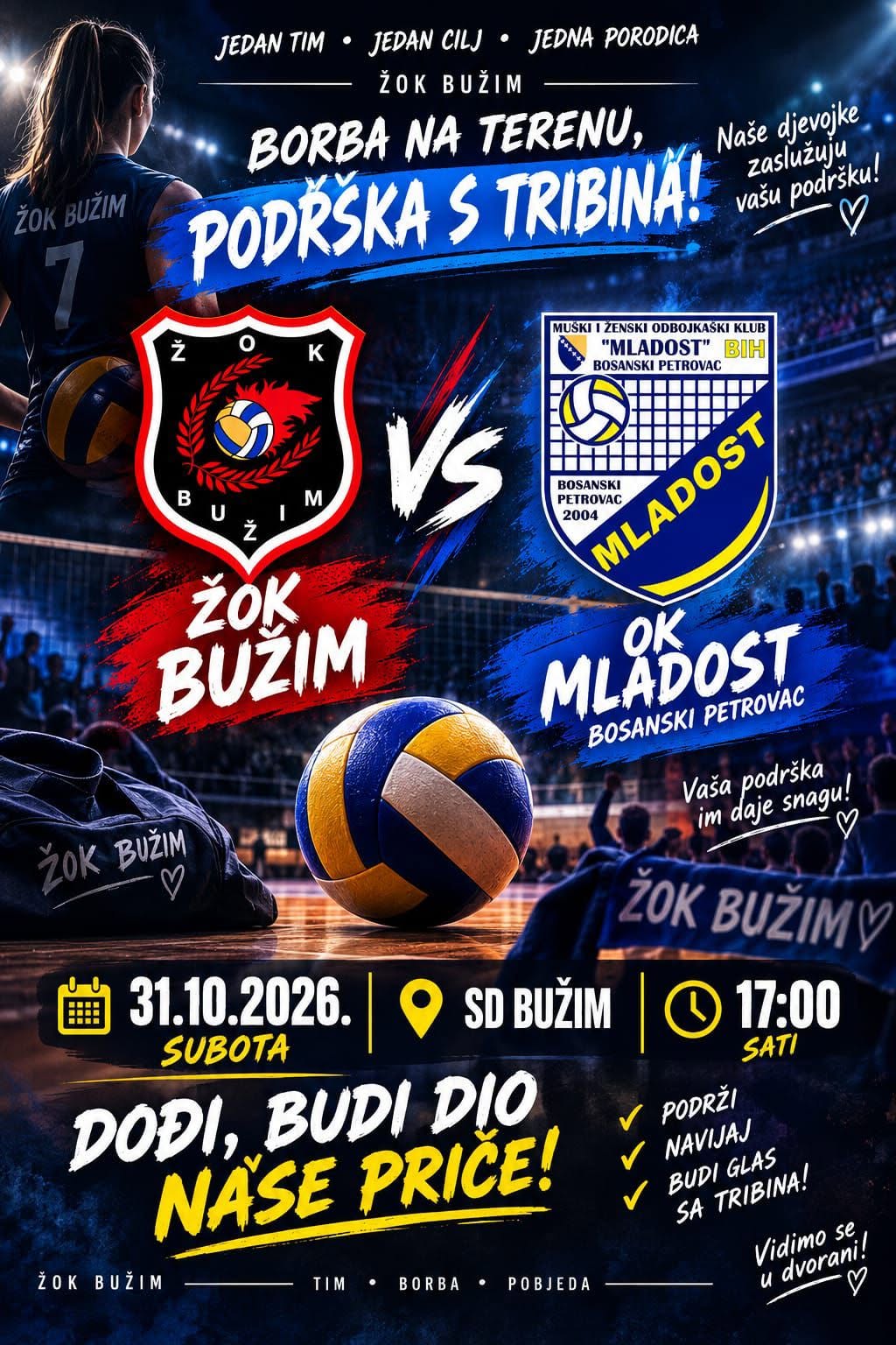 NAJAVA UTAKMICE: ŽOK BUŽIM VS OK MLADOST